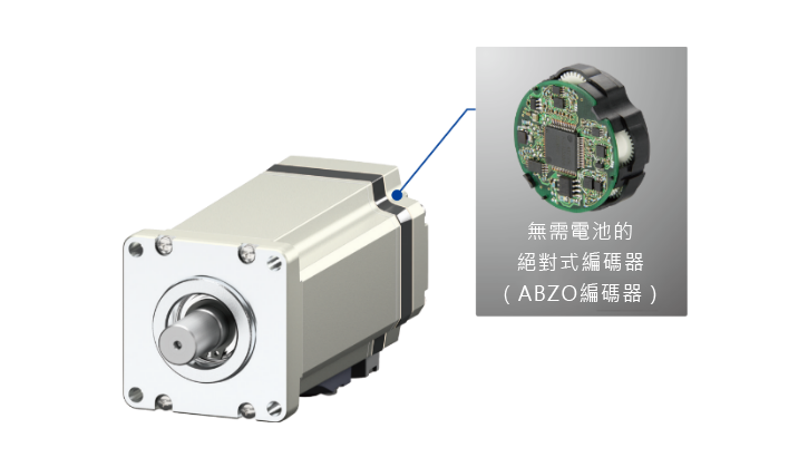 與AZ系列同樣搭載無需電池的機械式絕對式編碼器（ABZO編碼器），是可進行位置控制及速度控制的伺服馬達。無需外部檢知器及電池等，因而可提高生產力並降低成本。