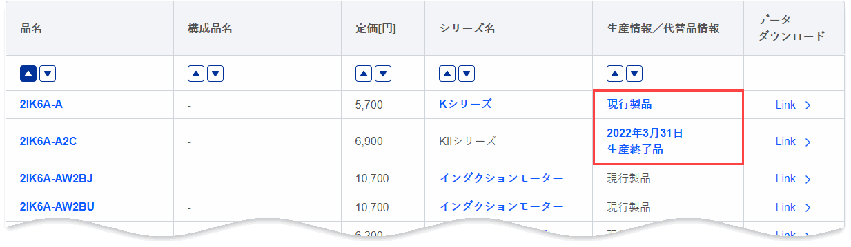 Example search results display