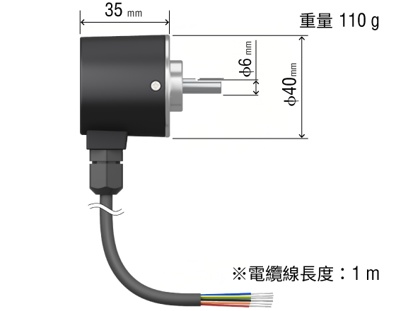 防塵防水（IP65）型 重量：110 g，電纜線長度：1m