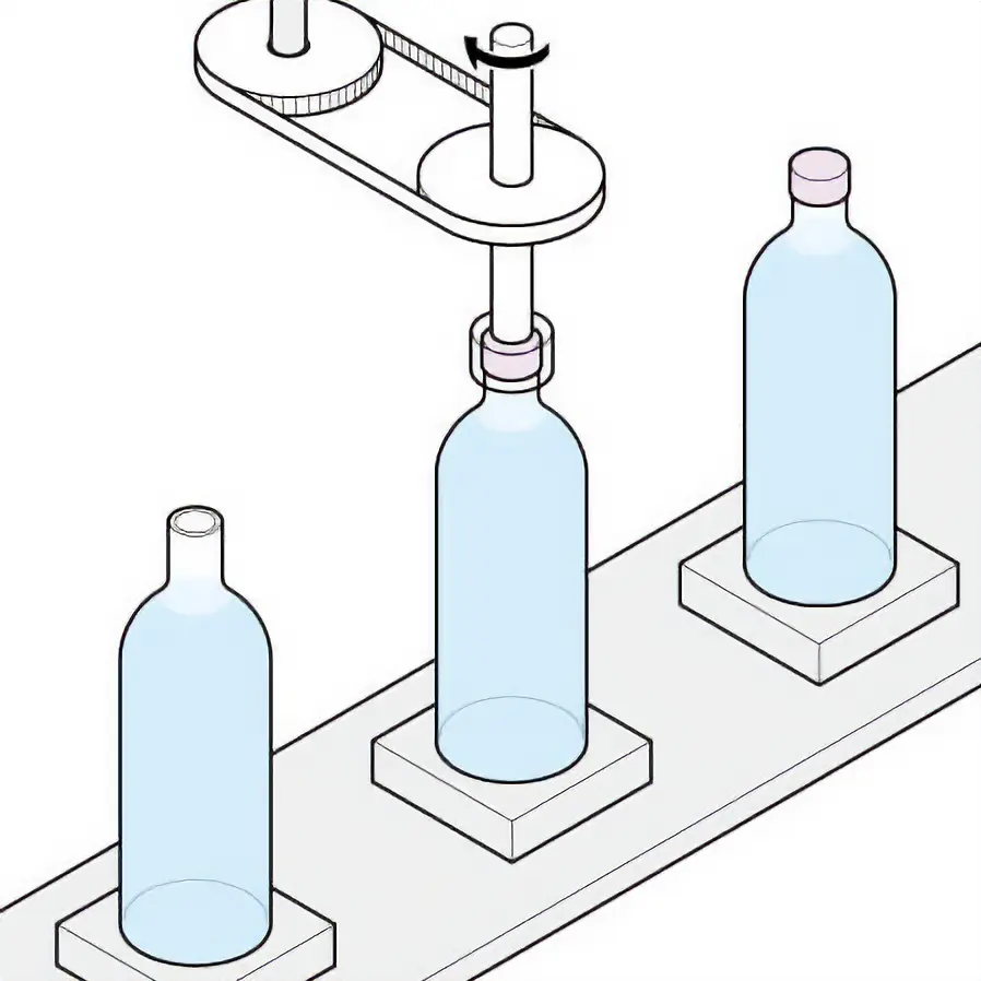 鎖蓋機（充填機）免用轉矩限制器以降低成本的導入案例圖片