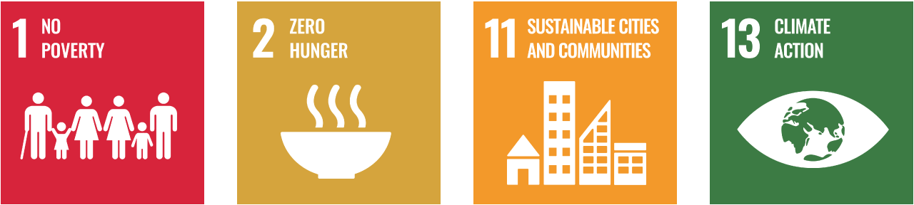 図1　SDGs の目標1、2、11、13 のアイコン